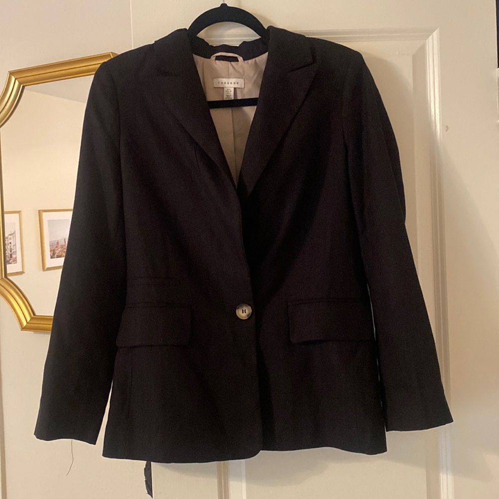 Black Lined Material Blazer, TopShop